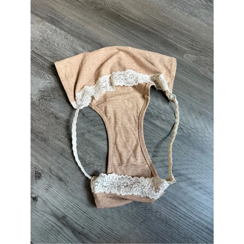 Victoria’s Secret PINK String Bikini Mocha Cream Lace Panties NEW